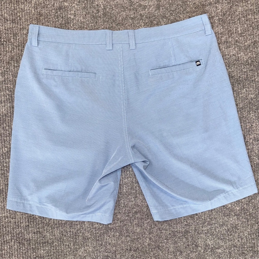 TravisMathew Mens Golf Shorts Blue Micro Check Stretch Performance Size 36 - Picture 10 of 10